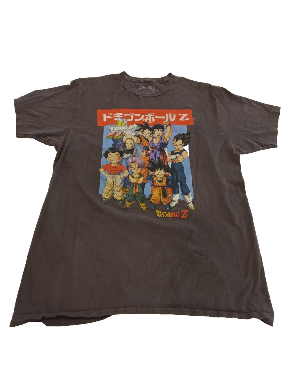 Dragon Ball Z Shirt Mens Large Gray Goku Vegeta Graphic Tee Front Print DBZ L